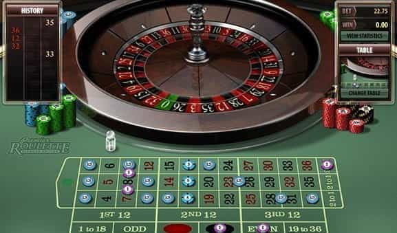 An in-game image of Premier Roulette Diamond Edition from Microgaming.