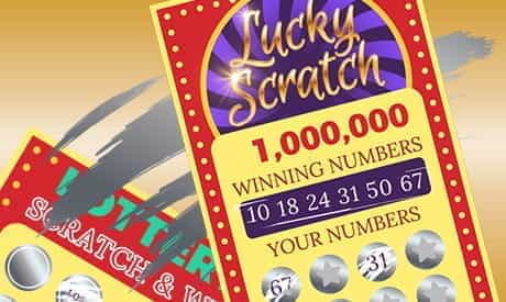 Scratch cards, advertising winning numbers.