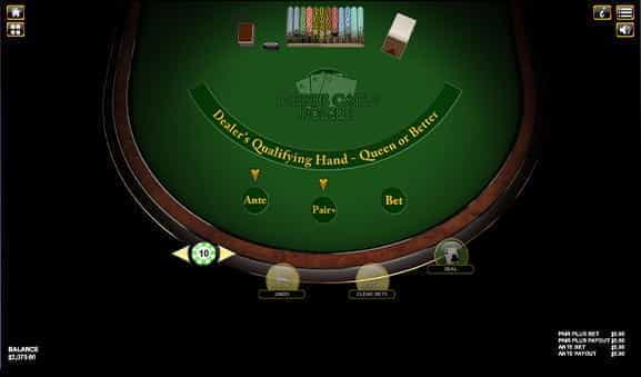 The 3 Card Poker game at an online casino