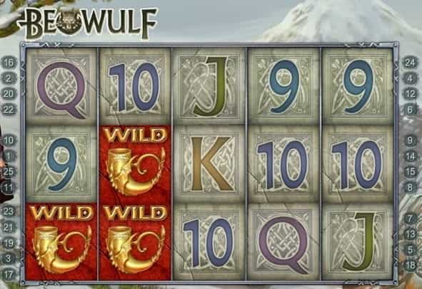 In-game action from the Beowulf slot from Quickspin.