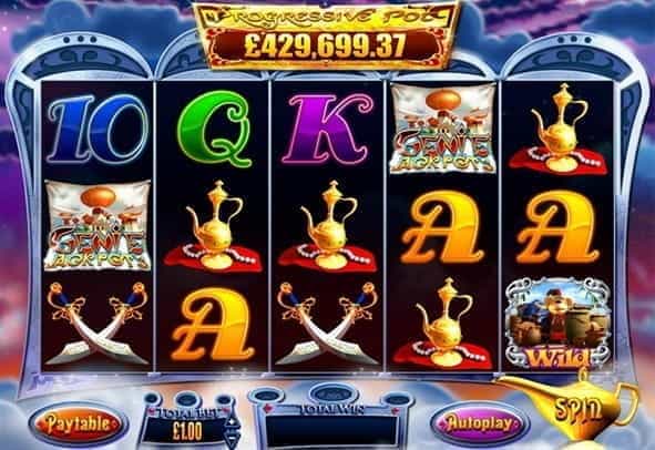 The Genie Jackpots rows and reels.