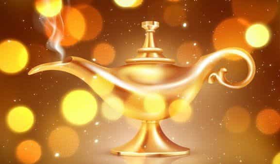 The magic lamp from the Millionaire Genie slot game