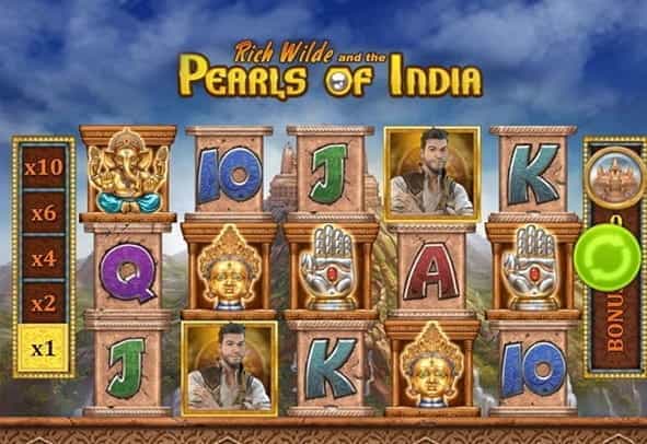 Rich Wilde and the Pearls of India online slot game from Play’n GO in game action.