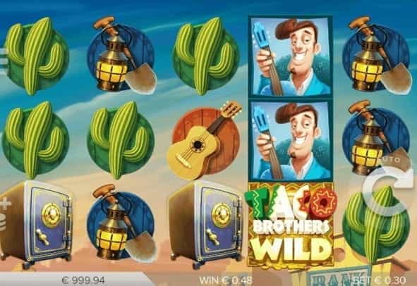 The Reels and symbols of the Taco Brothers Slot game from ELK Studios.