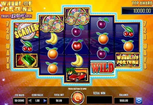 In game action of the Wheel of Fortune online slot from IGT.