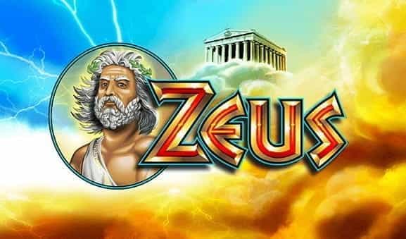 Opening screen of Zeus slot from Scientific Games, including Greek god Zeus