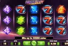 Preview of Starburst space-themed slot game reels before spinning.
