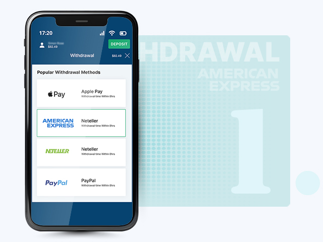 Choose American Express as the Withdrawal Method