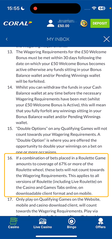 The Balance Lock Policy in the Bonus Terms of Coral