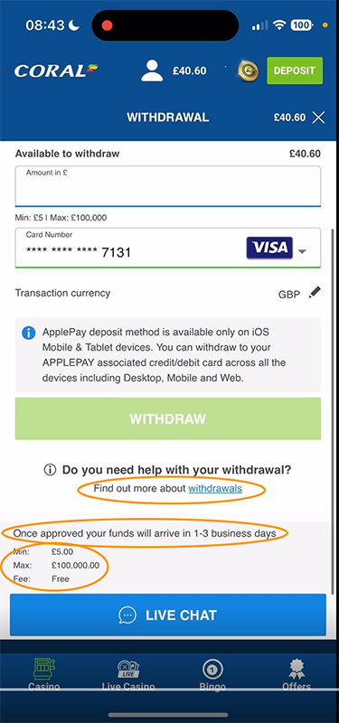 The Withdrawal Terms at Casino Name