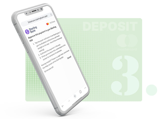 Choosing an amount to deposit with Mastercard