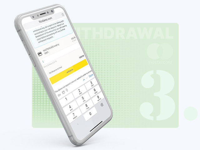 Enter an amount to withdraw with Mastercard