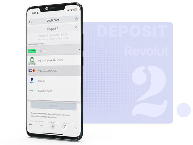 Select a Debit Card as the Deposit Method