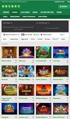 The mobile slots available at Unibet.