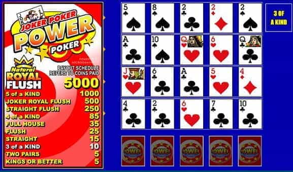 The simple layout of Microgaming’s Joker Poker Power Poker video poker game.
