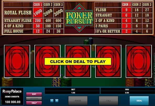 The Poker Pursuit video poker game from Microgaming