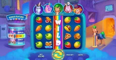 The expanding wild feature in the Vomiting Unicorns slot game from Gluck.