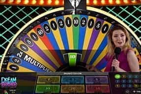 Live dealer Money Wheel game at the Hippodrome online casino.