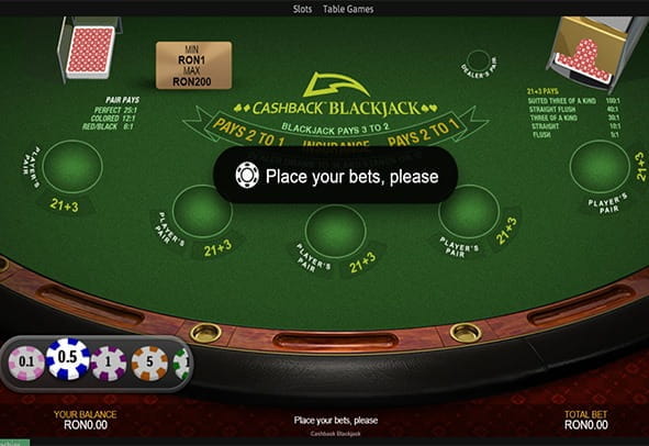 Cashback Blackjack în variantă demo