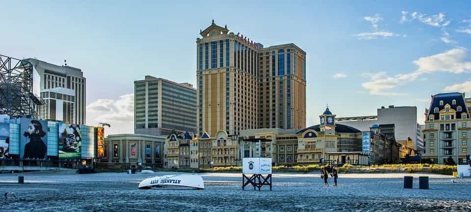 View of Atlantic City, NJ, with Caesars Palace in the background.