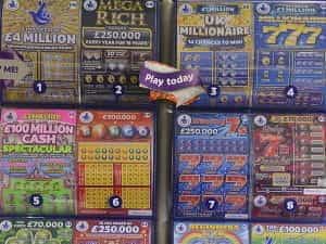 Variety of scratch cards.