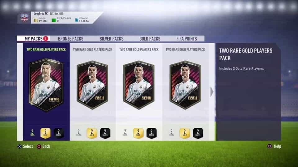 A loot box in a FIFA video game.