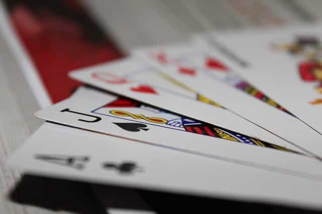 Hand of cards in poker.