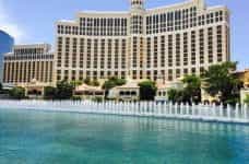 Bellagio Hotel in Las Vegas exterior with fountain.