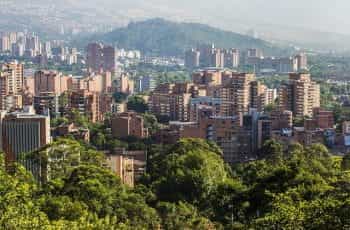The skyline in Medellín, Colombia.