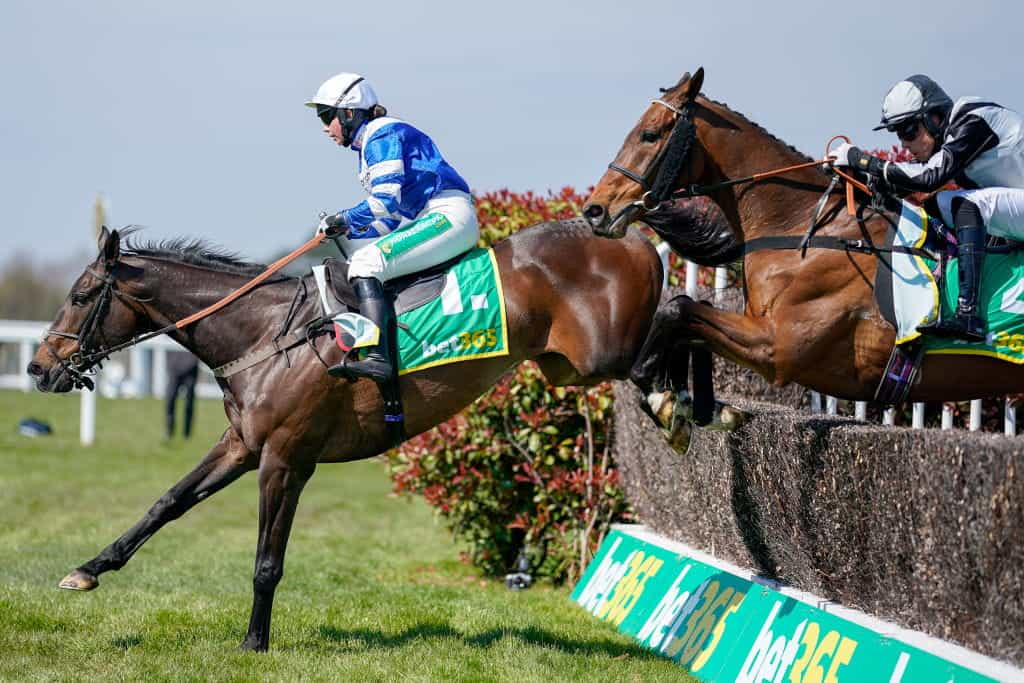 Bryony Frost riding Frodon in the bet365 Oaksey Chase at Sandown Park.