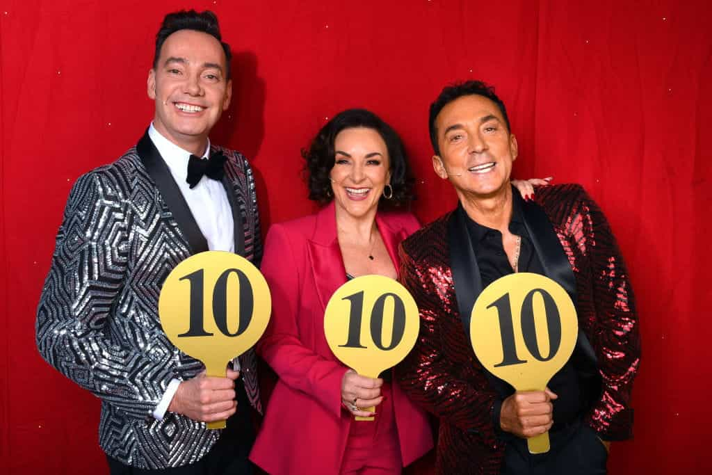 Strictly Come Dancing judges giving 10 scores.