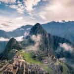 Peruvian mountain landscape in the clouds.