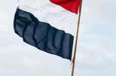 Dutch flag waving in the wind.
