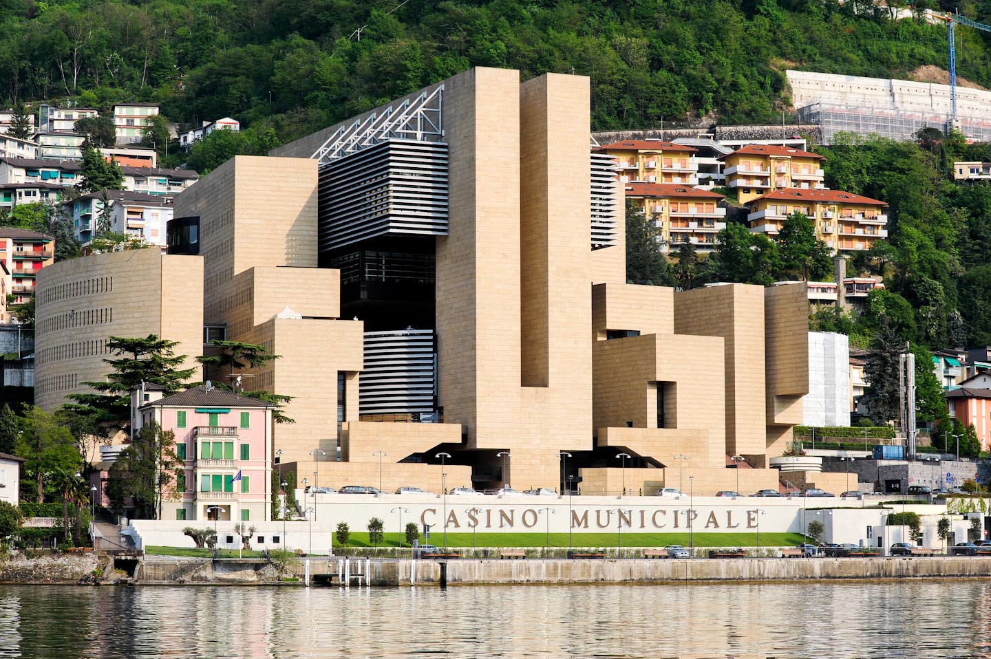 Casinò di Campione pictured from Lake Lugano.