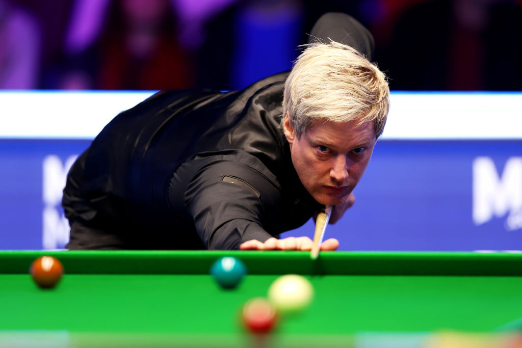 Neil Robertson in action during the 2024 Masters at Alexandra Palace.