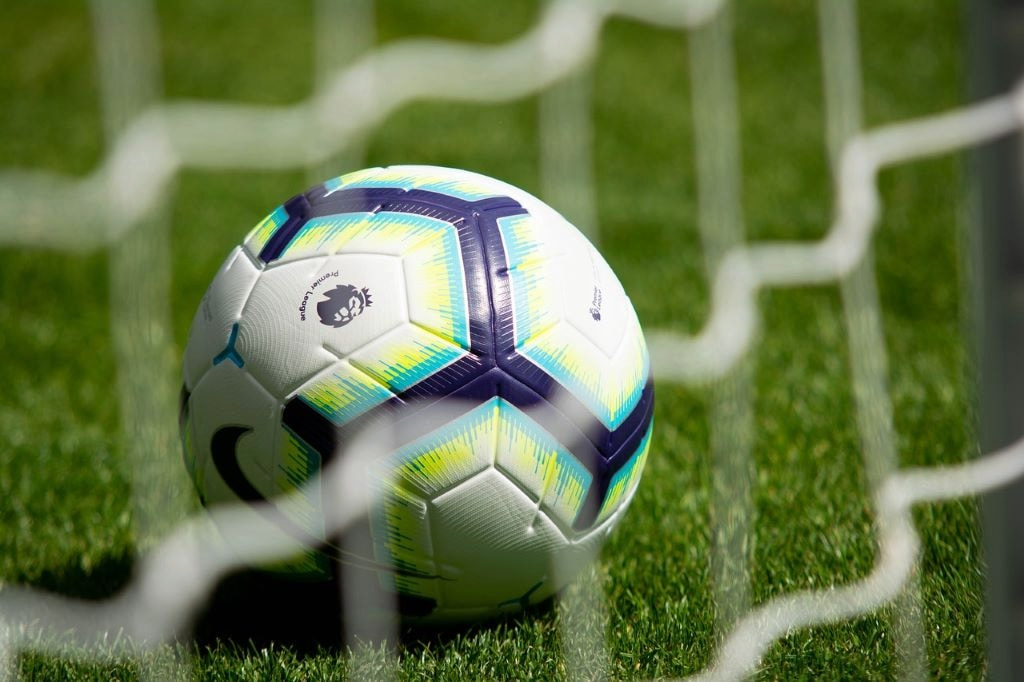 An image showing a football bearing the logo of the Premier League.