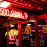 An Image of a Casino Sign Glowing in the Dark