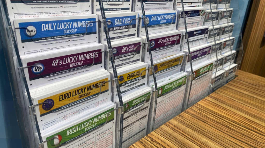 Lottery Betting Slips in a Vetting Shop Dispenser.