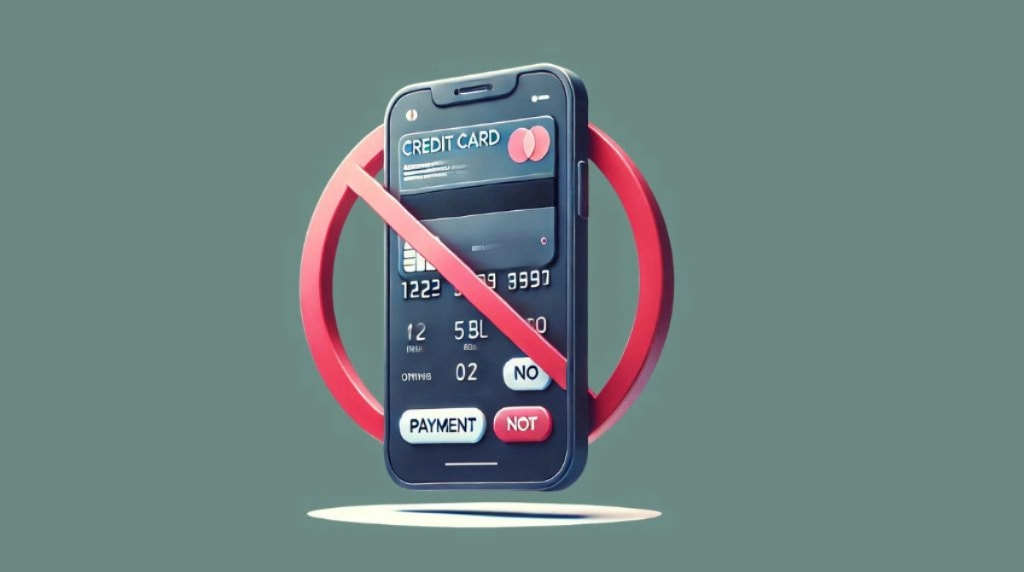 Mobile phone screen and restricted credit card payment