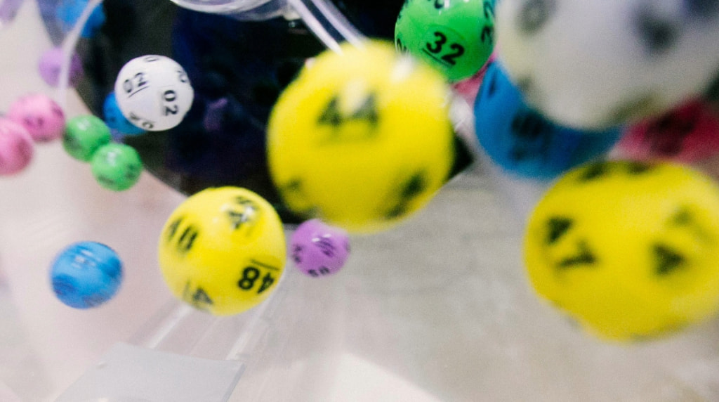 Lotto balls flying through the air