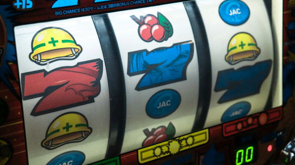 Slot machine showing a jackpot