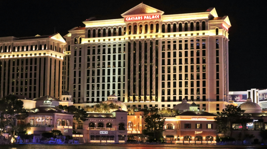 Caesars Palace and shops as seen from the Las Vegas Strip