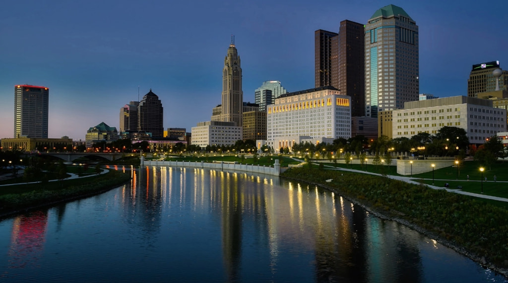 View of Downtown Columbus Ohio from the river