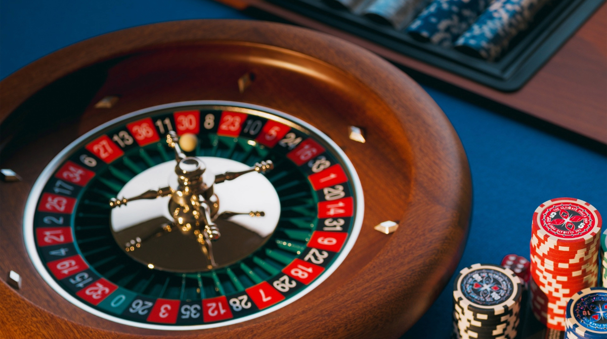 A Roulette Wheel on a Gaming Table