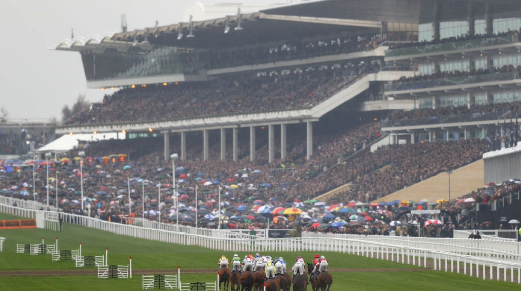 Huge Crowds in the Grandstands at the 2019 Cheltenham Festival.