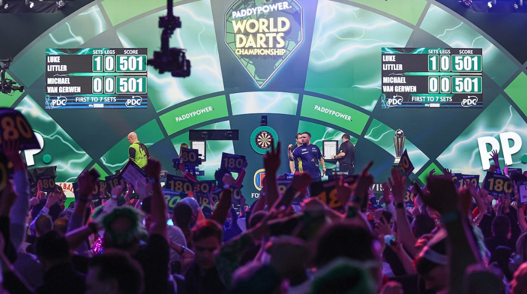 The stage at the 2024/25 PDC World Darts Championship final.