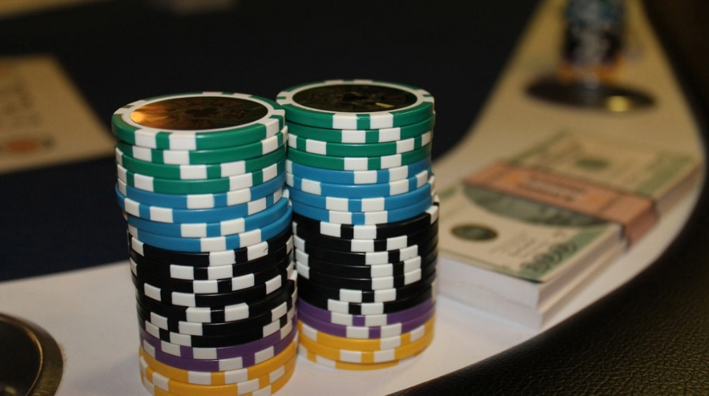 Poker Chips on a Casino Table