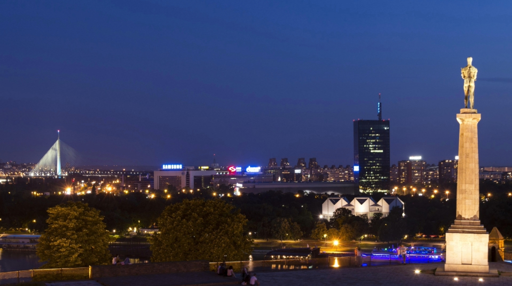 Serbian capital of Belgrade in the evening